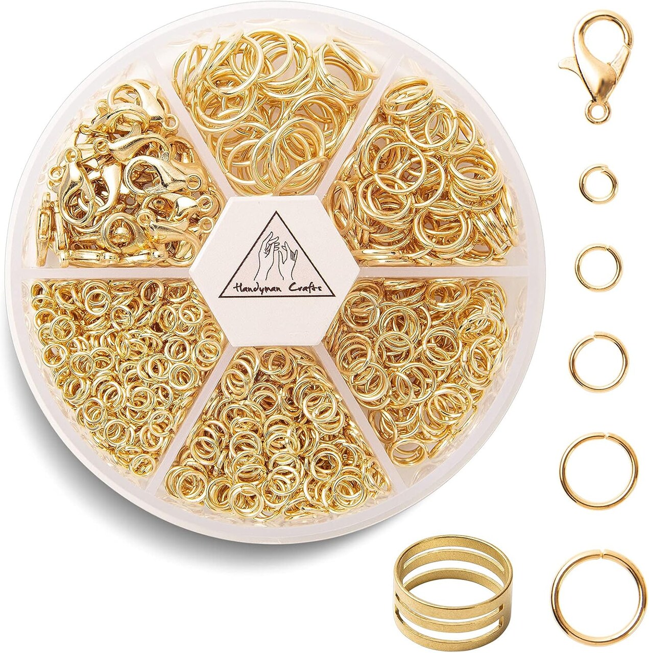 Jump Rings Kit With1000PCS Open Jump Rings 40PCS 12mm Lobster Clasps and Jump Rings Opener for Jewelry Making Keychains